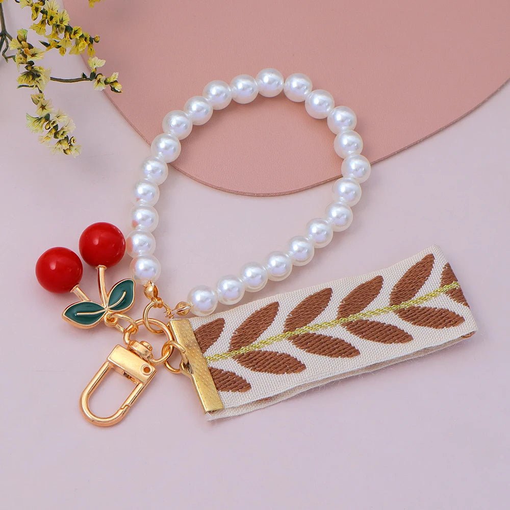 Porte - clé Bijou <br> La Cerise florale - Marron