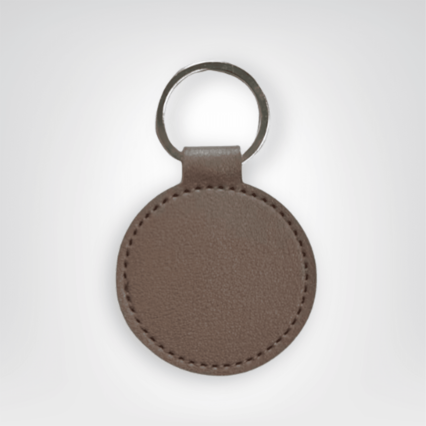 Porte - clé Cuir <br> Le Cercle brun gris personnalisable - Brun gris