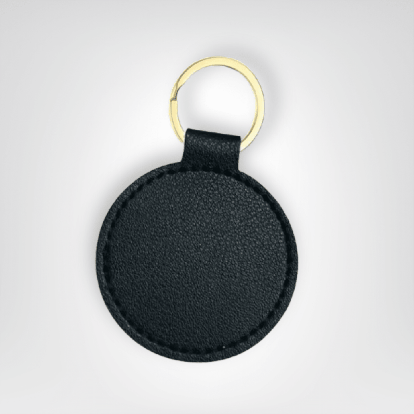 Porte - clé Cuir <br> Le Cercle noir charbon personnalisable - Noir charbon