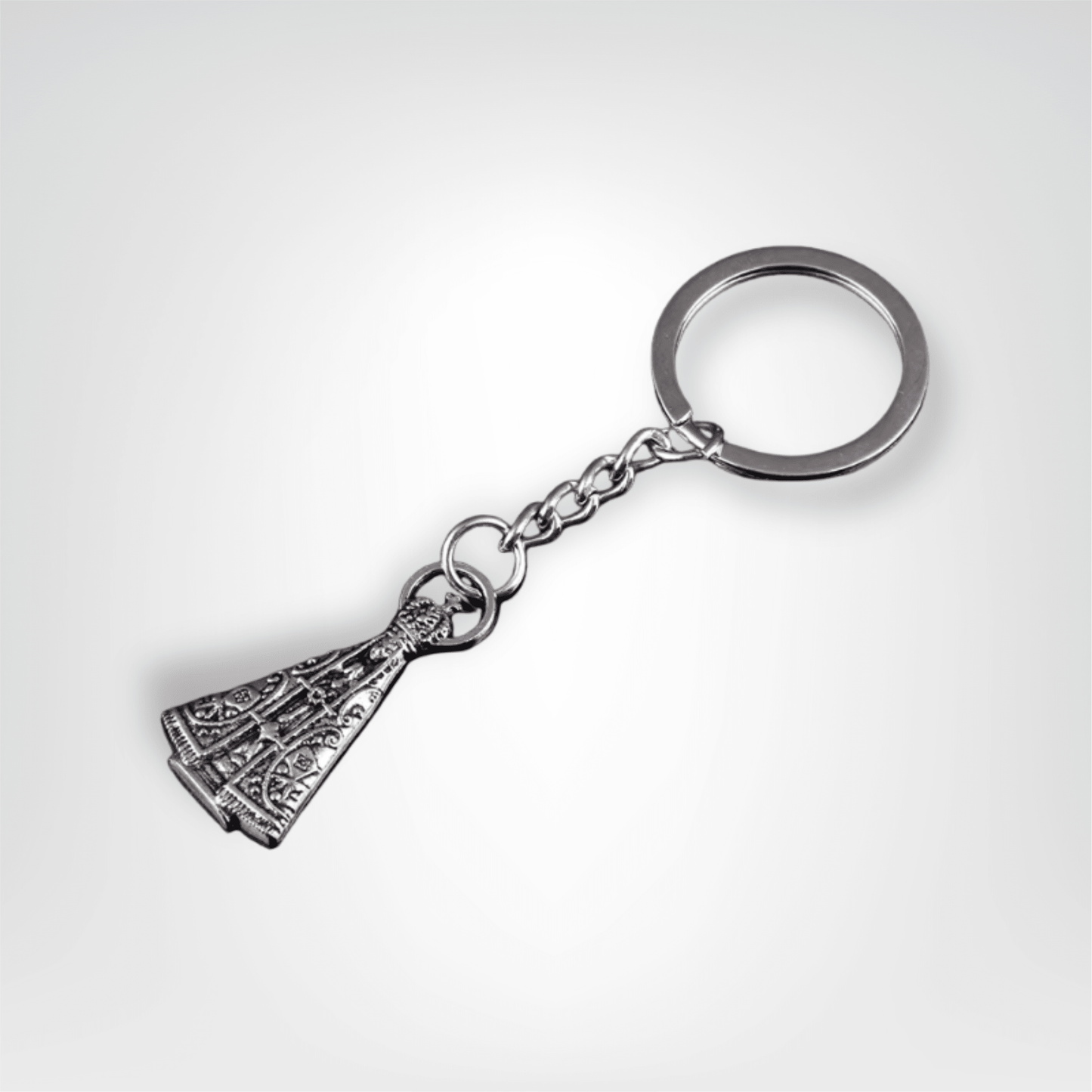 Porte - clé Médaillon <br> Saint Christophe couronné - Argent