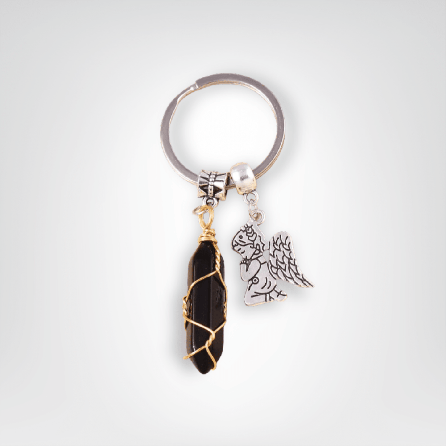 Porte - clé Perle <br> L’Ange noir - Noir et argent