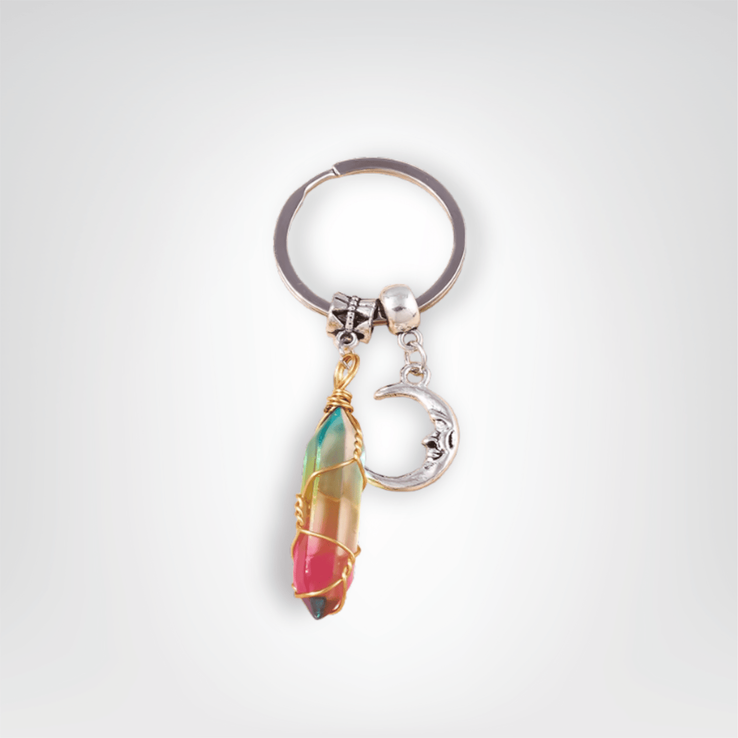 Porte - clé Perle <br> L’Éclat lunaire - Multicolore et argent