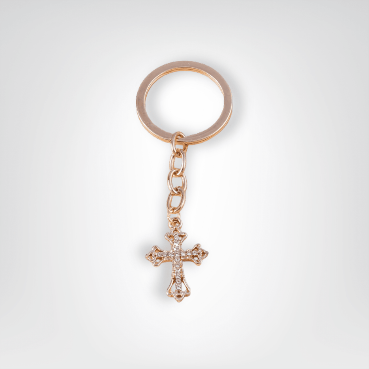 Porte - clés Bijou <br> La Croix gothique dorée incrustée - Doré