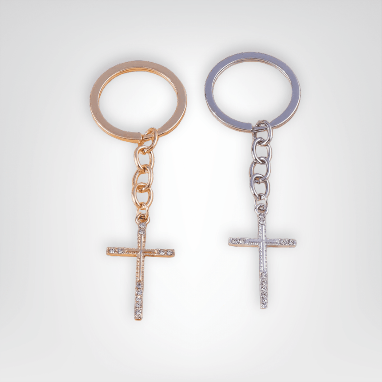 Porte - clés Bijoux <br> Les Croix jumelles - Doré et argent