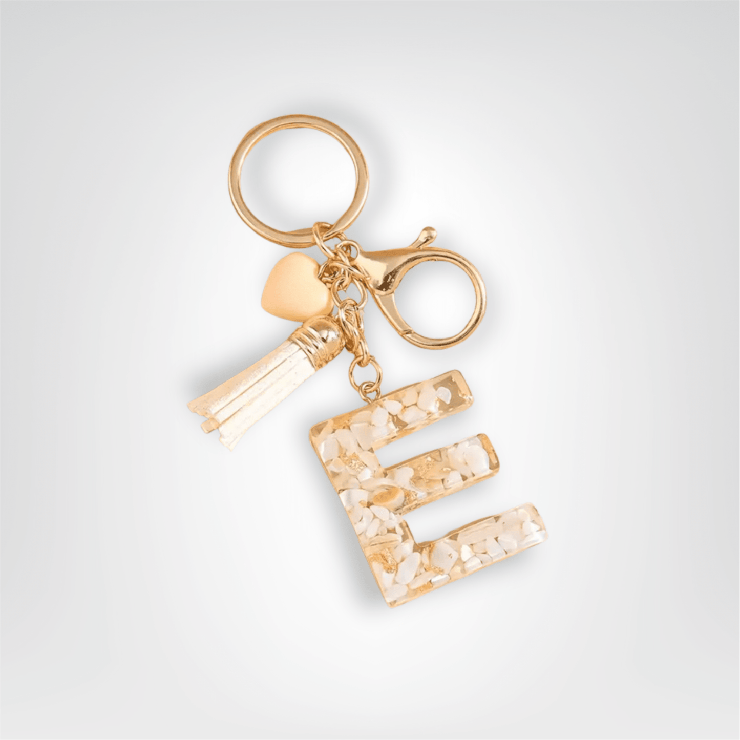 Porte - clés Bijoux <br> Lettre E Cristal Doré - Doré