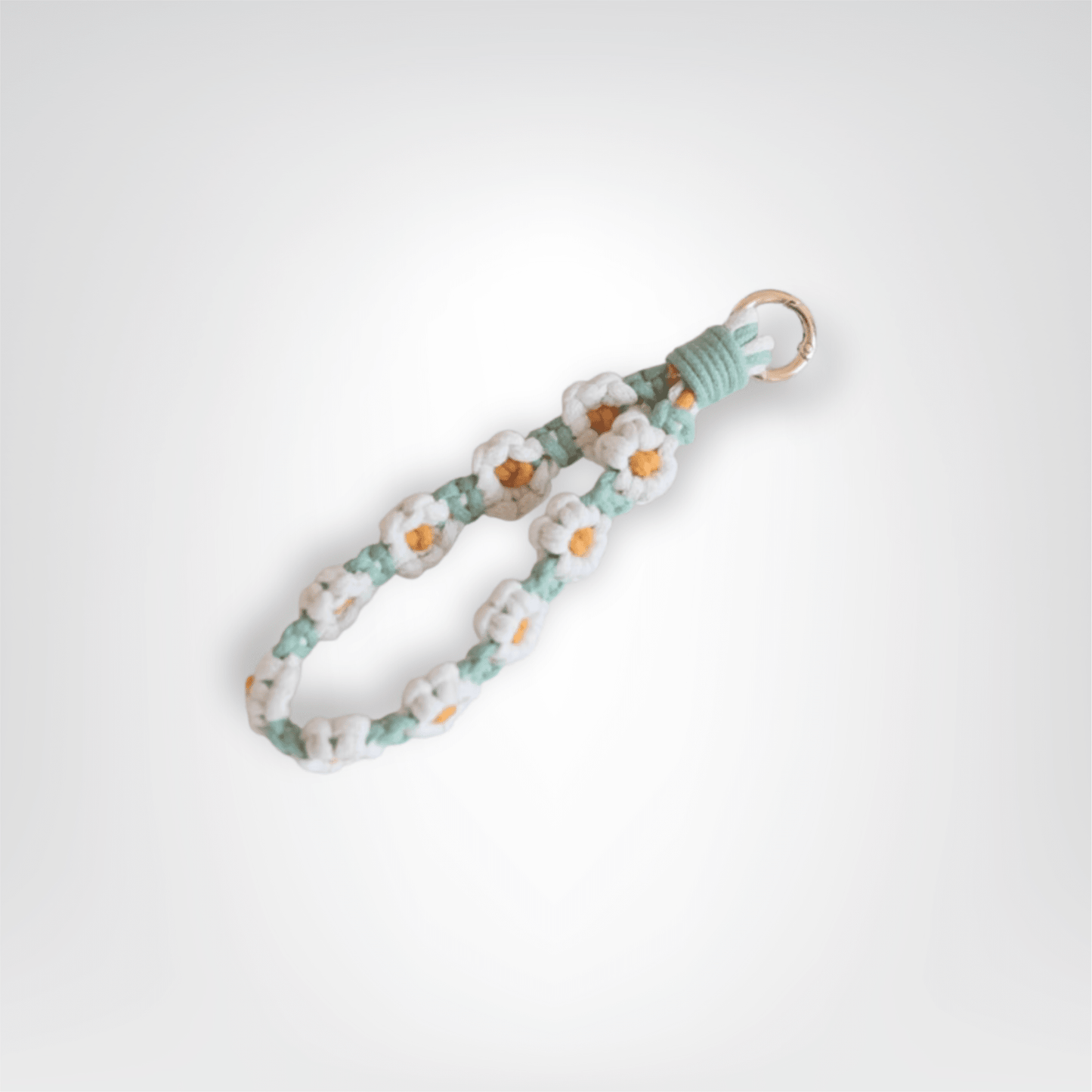 Porte - clés Bracelet <br> Le Macramé turquoise marguerite - Macramé turquoise marguerite