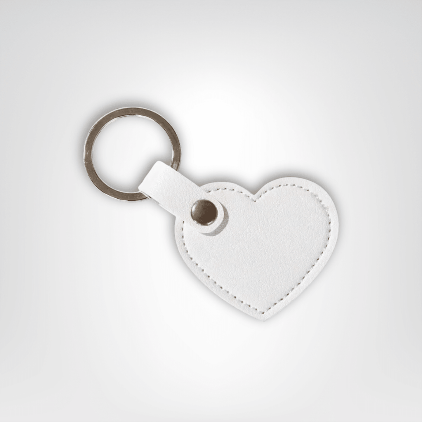 Porte - clés Cuir <br> Cœur Blanc Solo - Blanc
