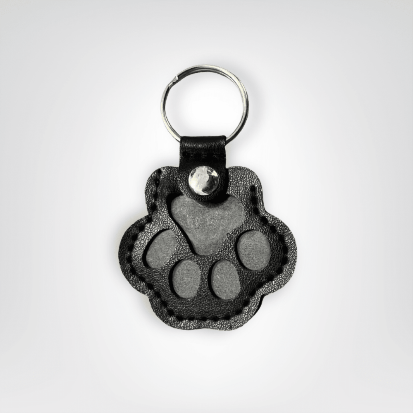 Porte - clés Cuir <br> La Patte Canine Noire - Noir