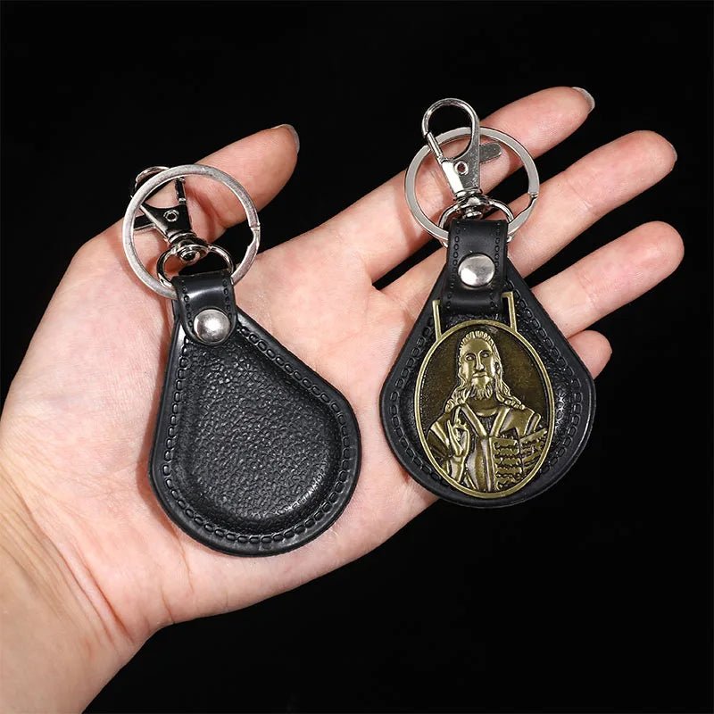 Porte - clés Cuir <br> Le Christ doré - Christ doré