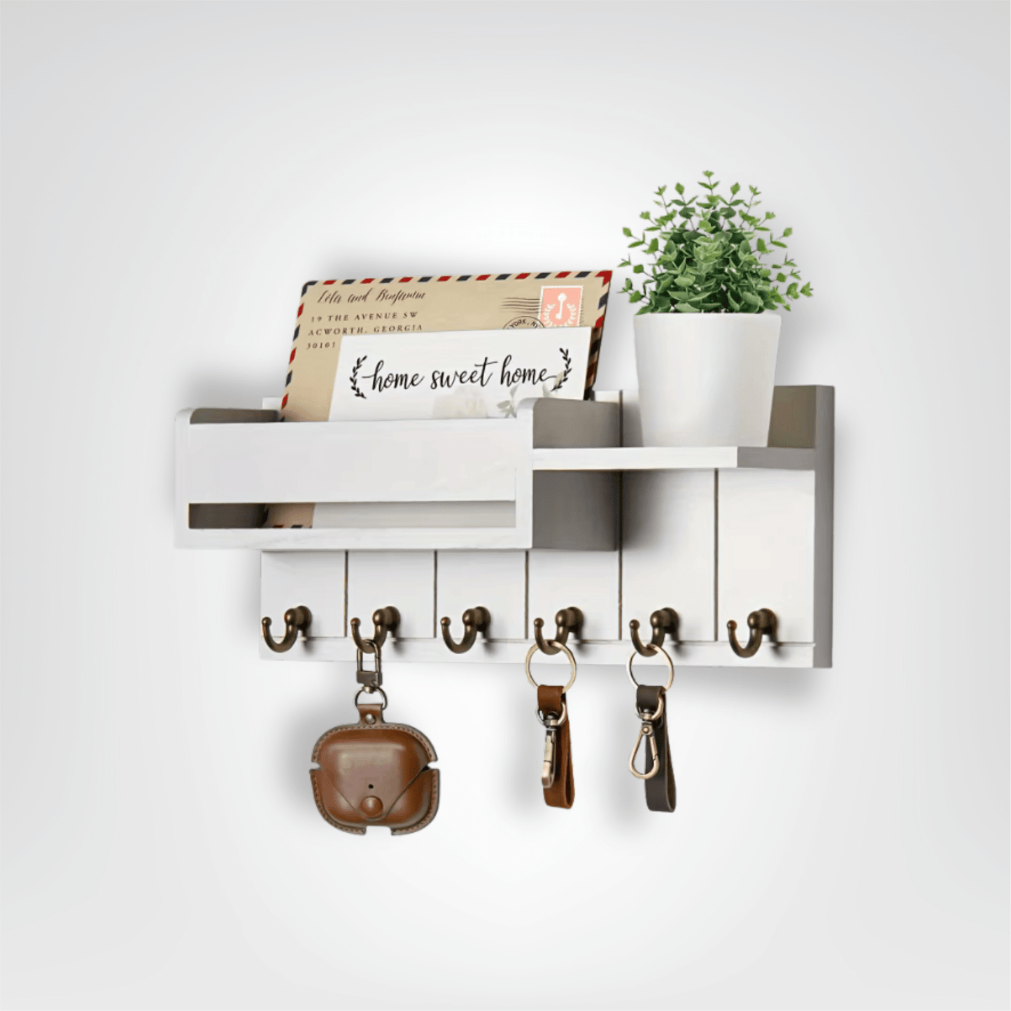 Porte - clés Mural <br> Le Range - lettres en bois blanc - Bois blanc