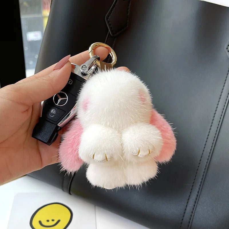 Porte - clés Peluche <br> Le Lapin Neige Rosée - Neige rosée