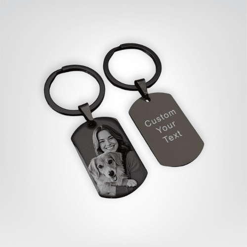 Porte - clés Photo <br> Le Médaillon Noir Personnalisable - Noir