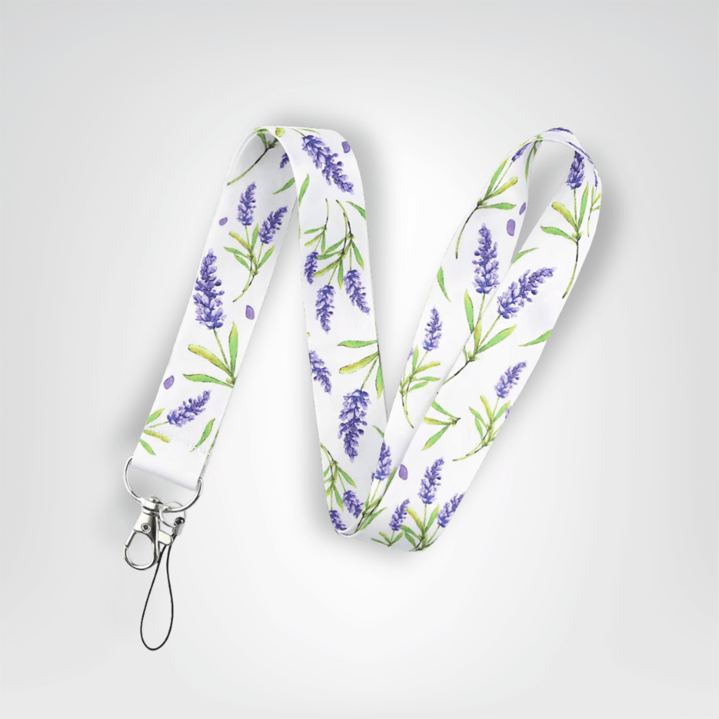 Tour du Cou Porte - clés <br> La Lanière Lavande Blanche - Motifs lavande