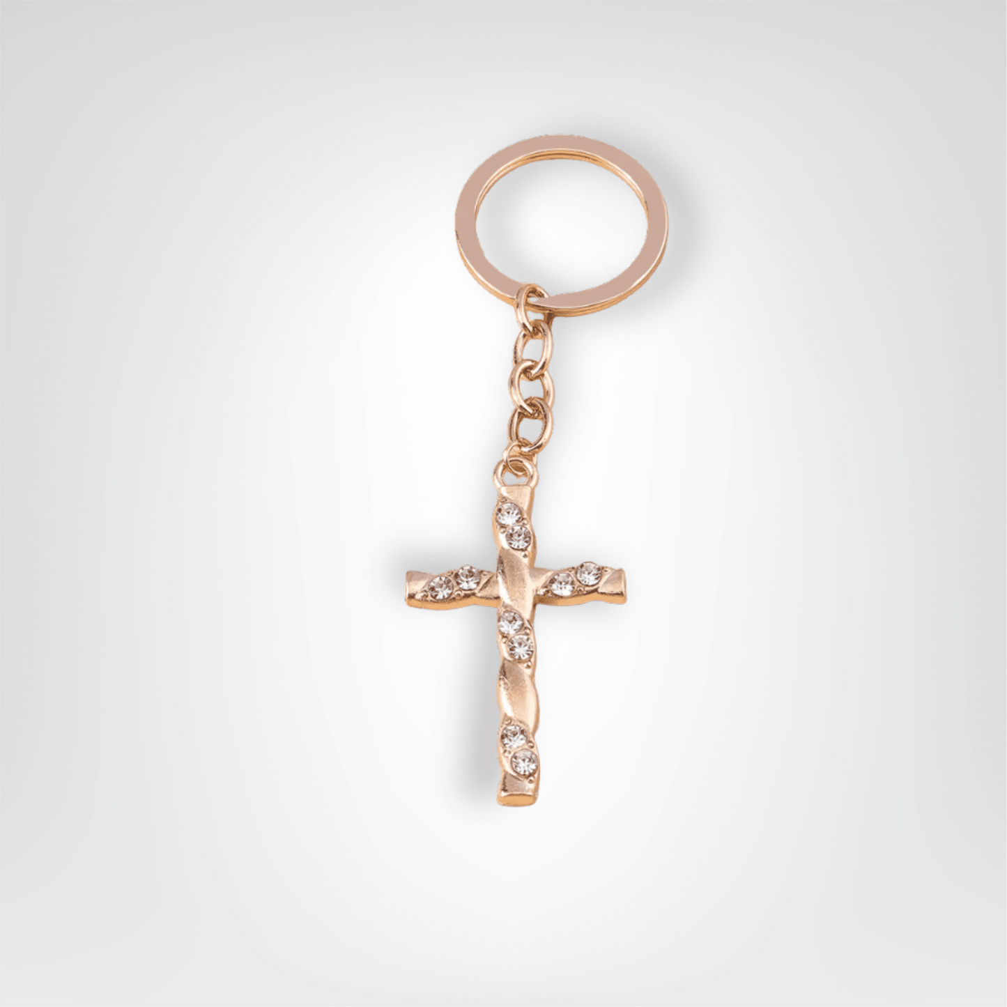 Porte - clé Bijou <br> La Croix dorée torsadée - Doré