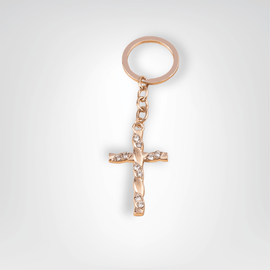 Porte - clé Bijou <br> La Croix dorée torsadée - Doré