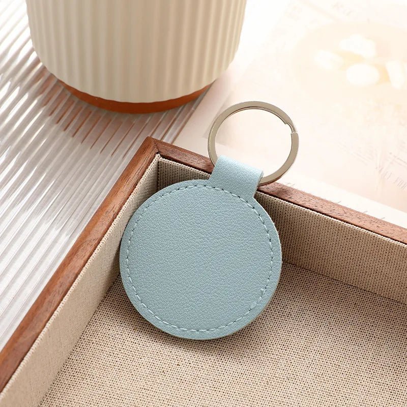 Porte - clé Cuir <br> Le Cercle bleu ciel personnalisable - Bleu ciel