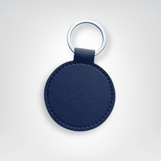 Porte - clé Cuir <br> Le Cercle bleu foncé personnalisable - Bleu foncé