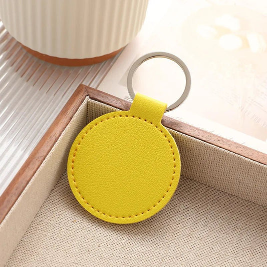 Porte - clé Cuir <br> Le Cercle jaune personnalisable - Jaune