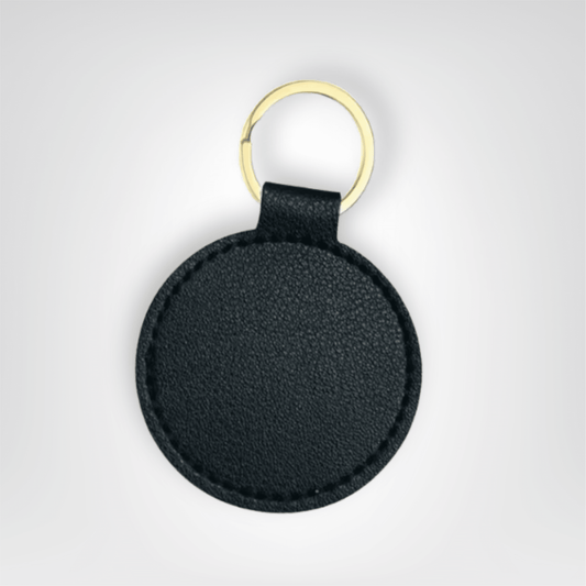 Porte - clé Cuir <br> Le Cercle noir charbon personnalisable - Noir charbon