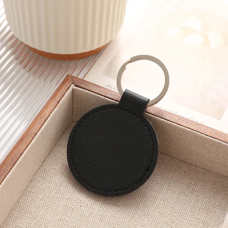 Porte - clé Cuir <br> Le Cercle noir personnalisable - Noir