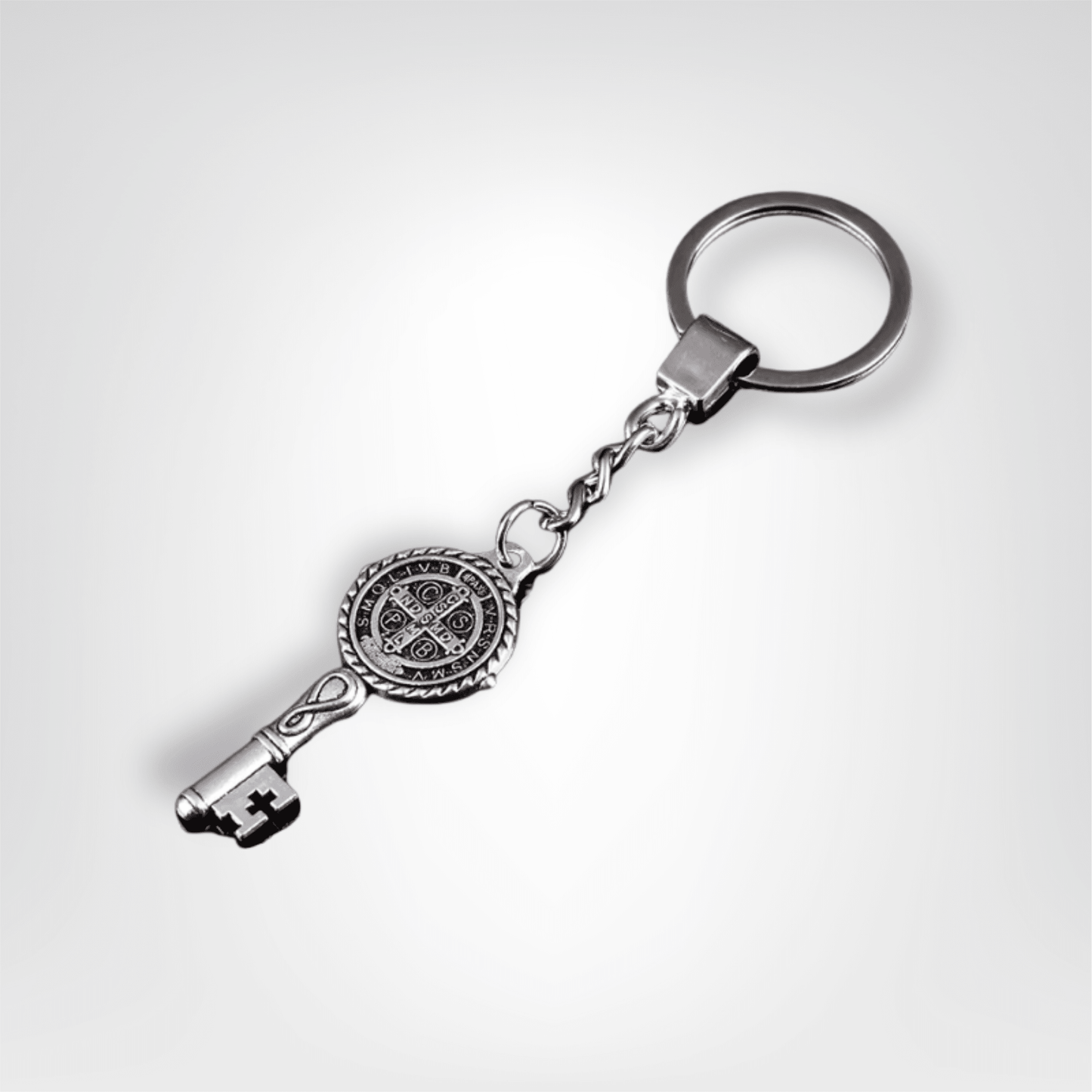 Porte - clé Médaillon <br> La Croix mystique - Argent