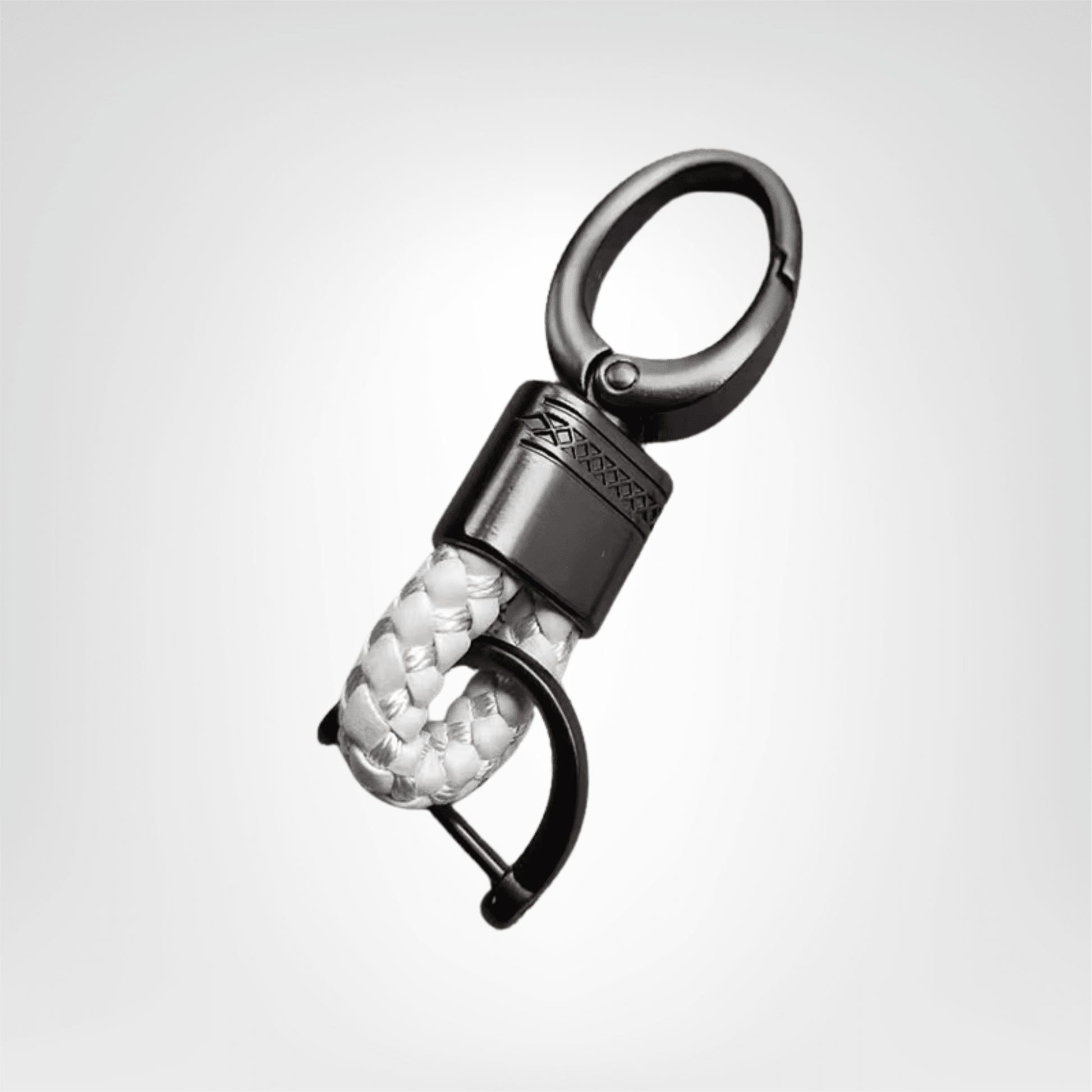 Porte - clé Mousqueton <br> Le Tissé blanc - Blanc