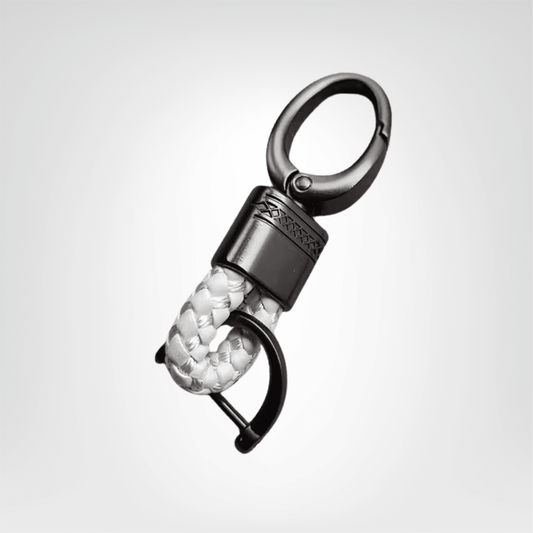 Porte - clé Mousqueton <br> Le Tissé blanc - Blanc