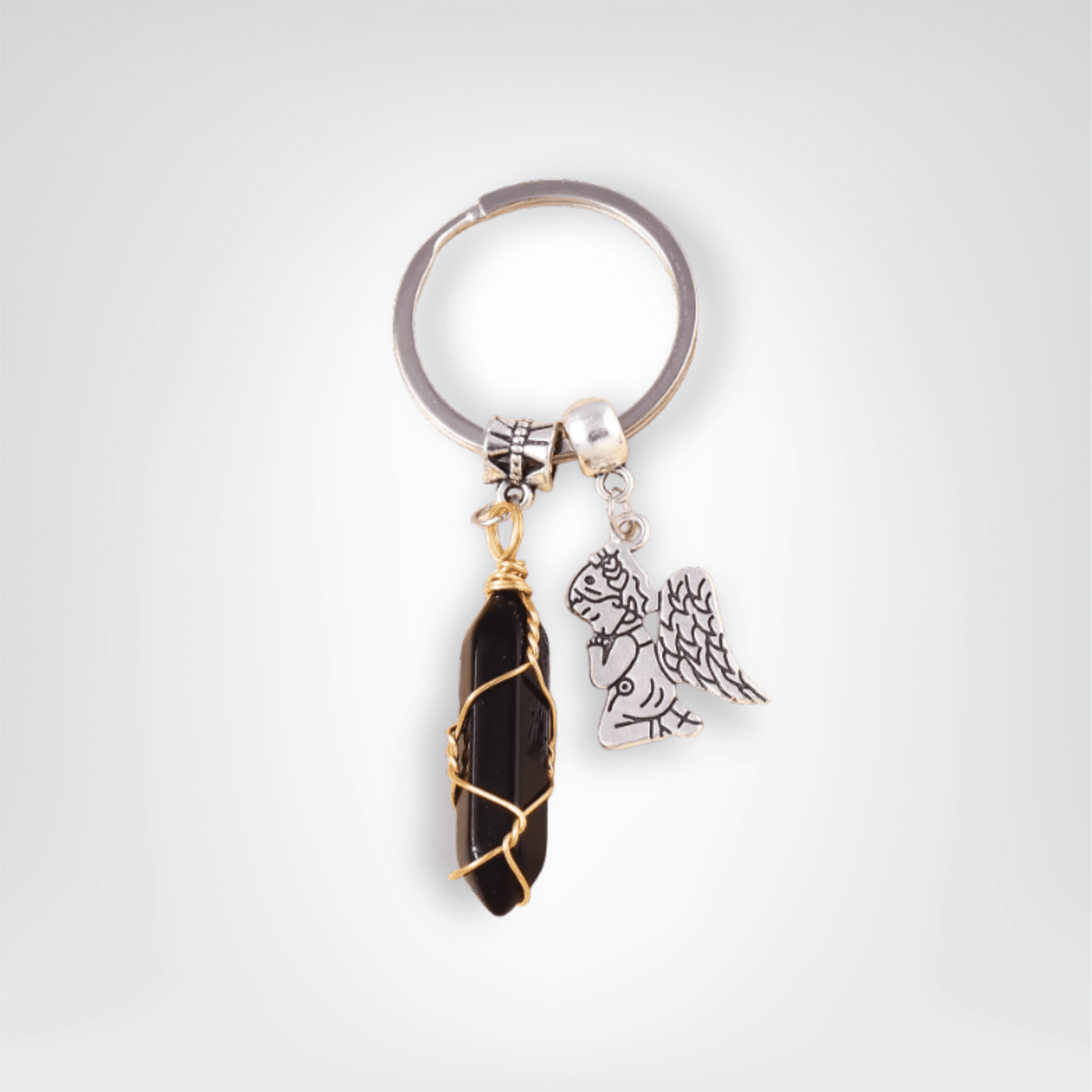 Porte - clé Perle <br> L’Ange noir - Noir et argent