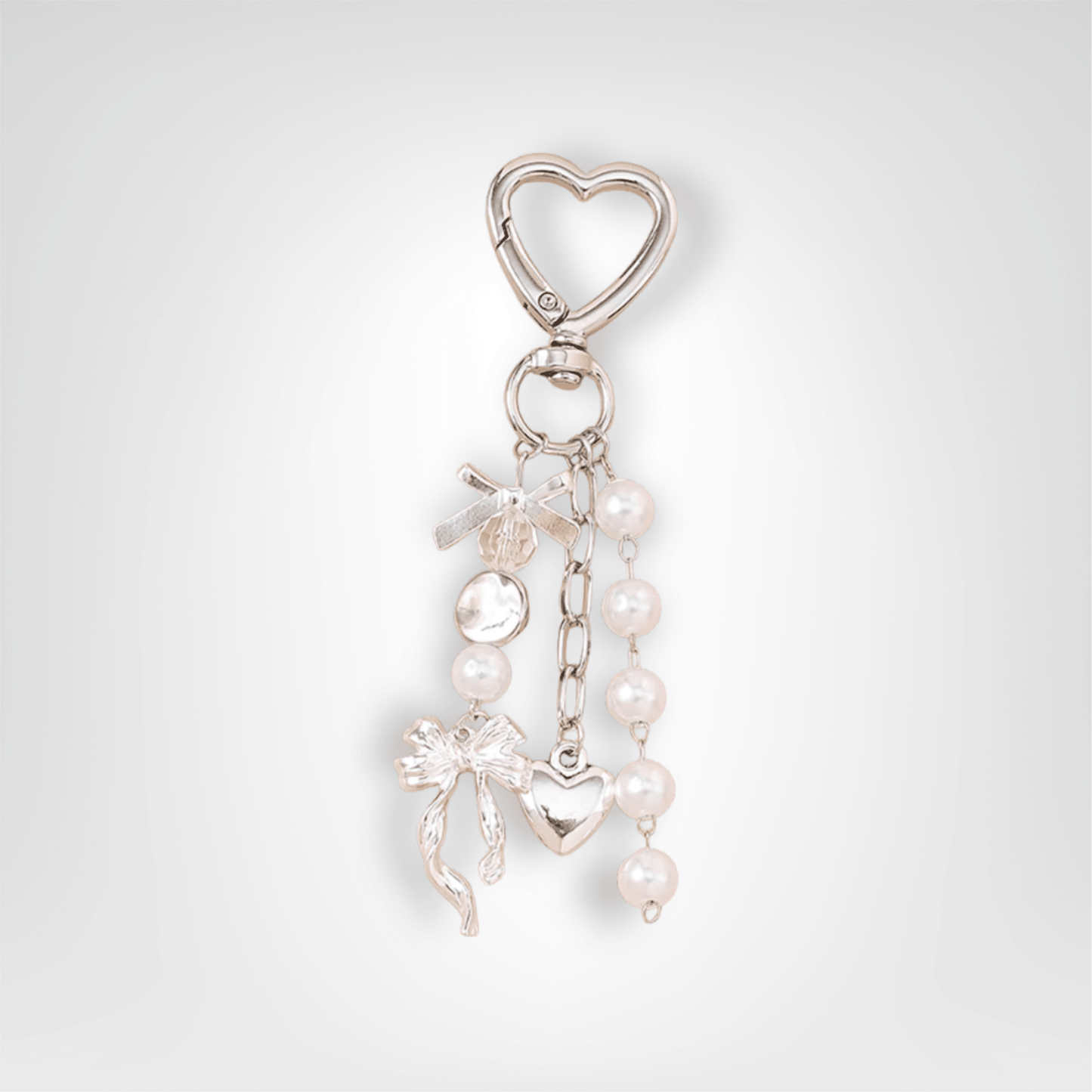 Porte - Clé Perle <br> Le coeur blanc - Blanc