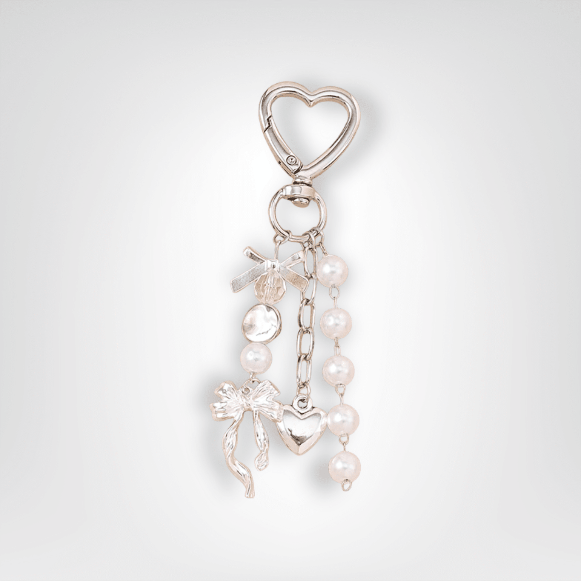 Porte - Clé Perle <br> Le coeur blanc - Blanc