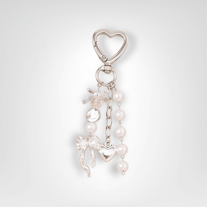 Porte - Clé Perle <br> Le coeur blanc - Blanc