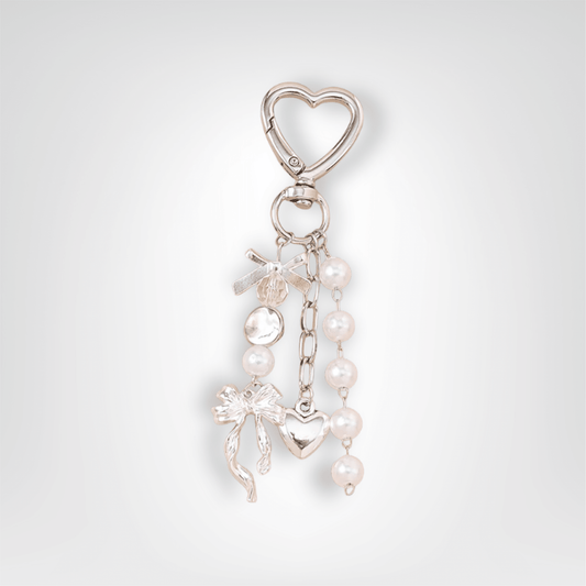 Porte - Clé Perle <br> Le coeur blanc - Blanc