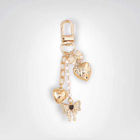Porte - clé Perle <br> Le cœur doré - Doré