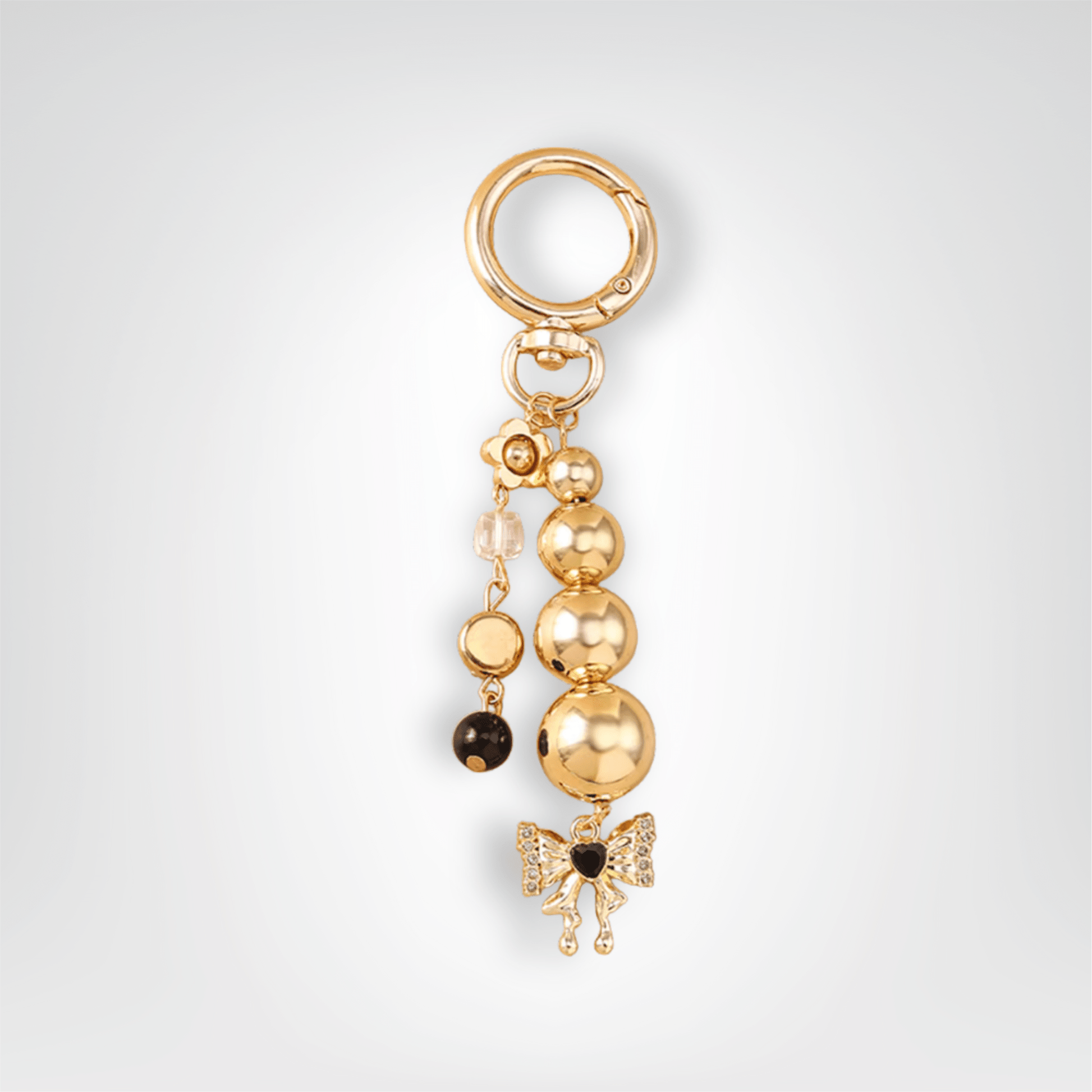 Porte - clé Perle <br> Le Papillon doré - Or et noir