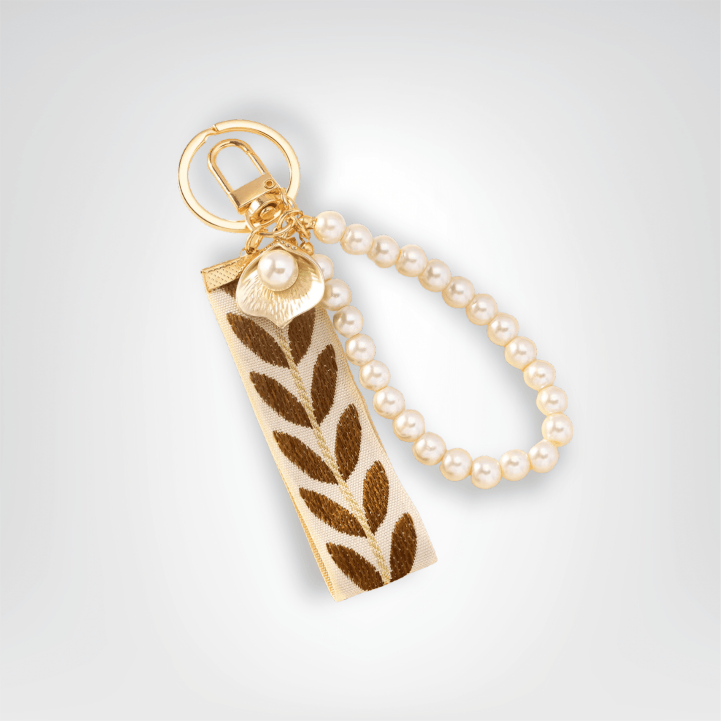 Porte - clé Perle <br> Le Ruban bohème - Brun