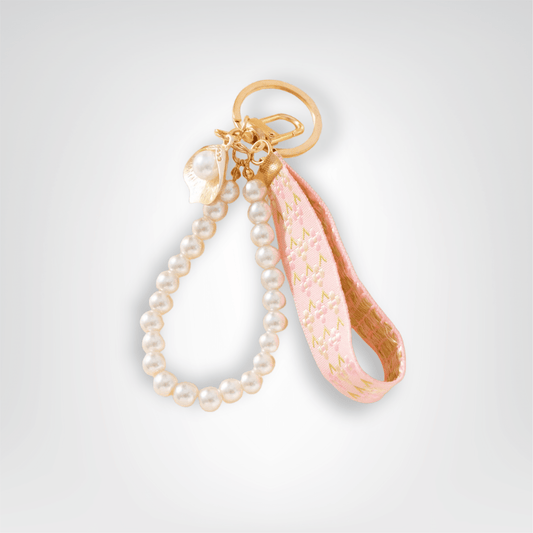 Porte - clé Perle <br> Le Ruban rose - Rose