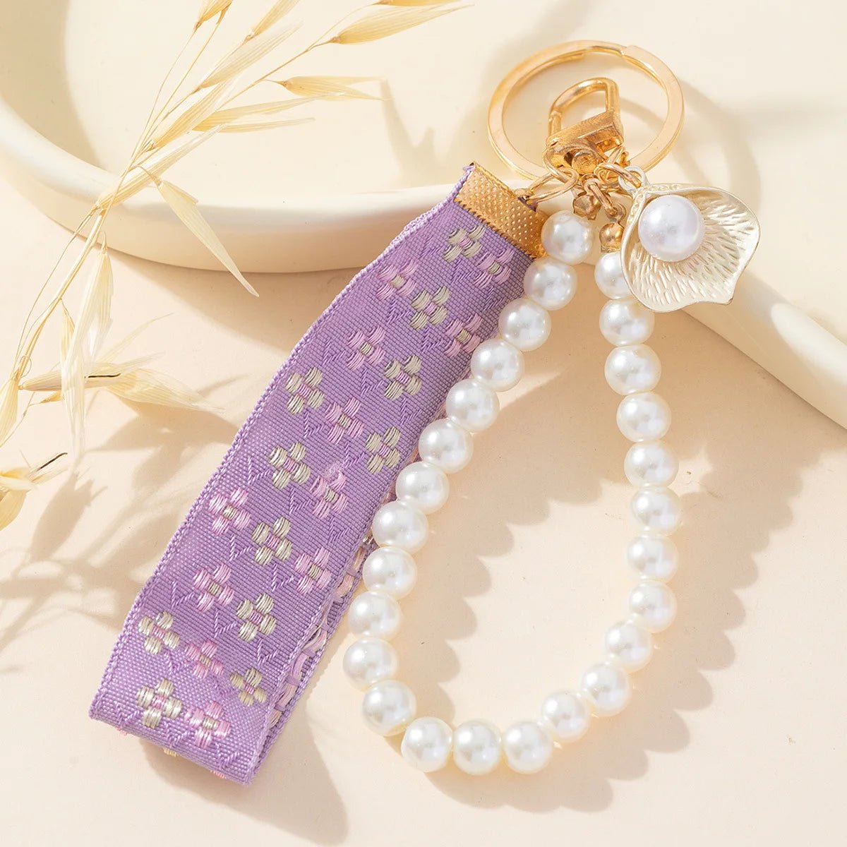 Porte - clé Perle <br> Le Ruban violet - Violet