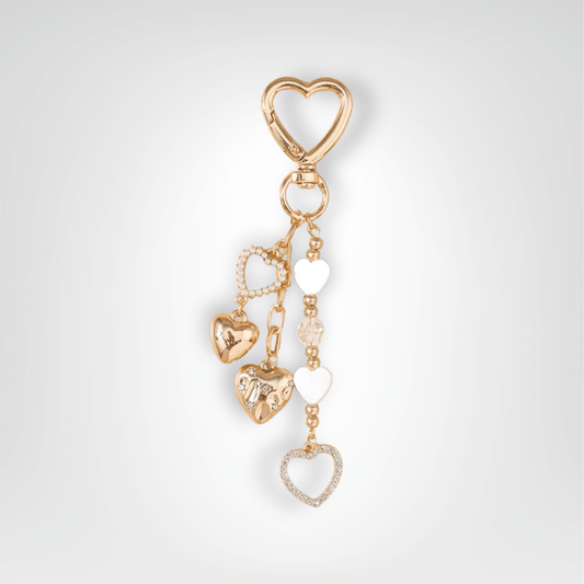 Porte - clé Perle <br> Les cœurs précieux - Doré