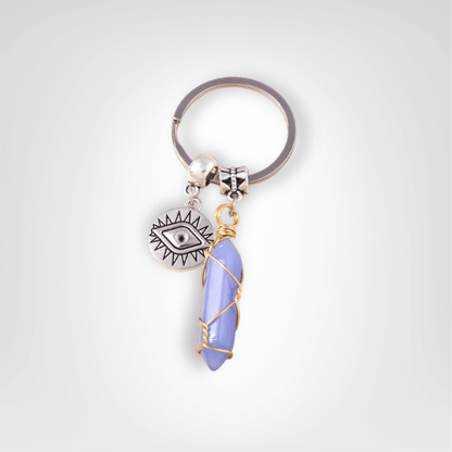 Porte - clé Perle <br> L’Œil solaire - Lavande et argent
