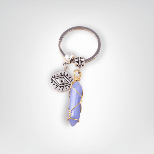 Porte - clé Perle <br> L’Œil solaire - Lavande et argent