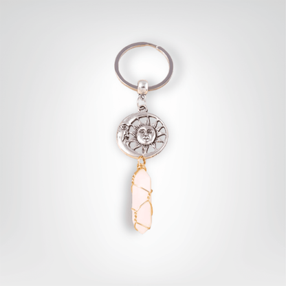 Porte - clé Perle <br> Lune & Soleil - Blanc et argent