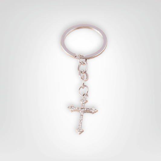Porte - clés Bijou <br> La Croix gothique argentée - Argent