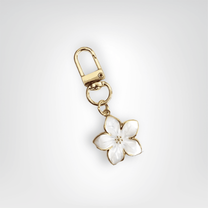 Porte - clés Bijou <br> La Fleur de lotus blanche dorée - Fleur de lotus blanche dorée