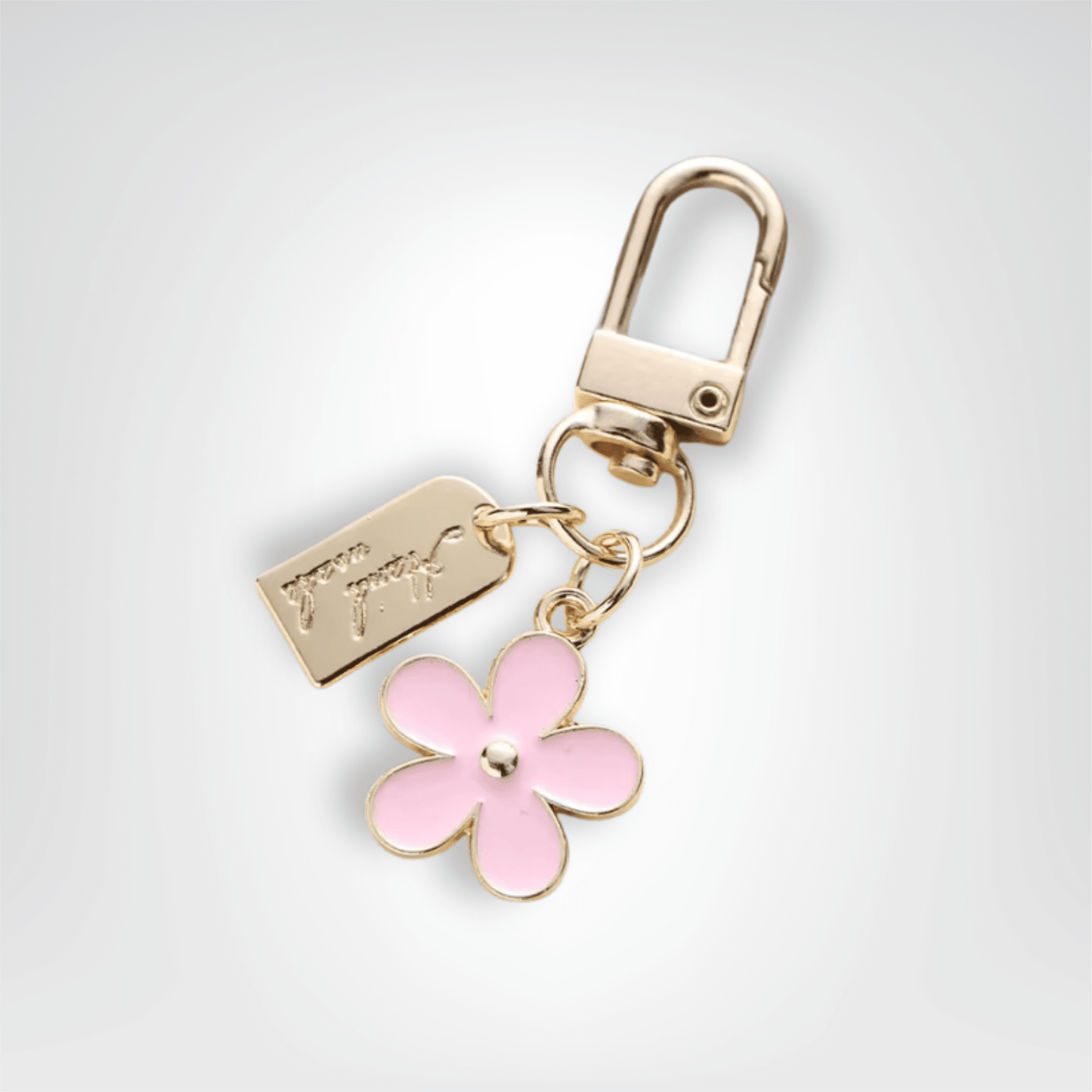 Porte - clés Bijou <br> La Fleur rose dorée - Rose et dorée