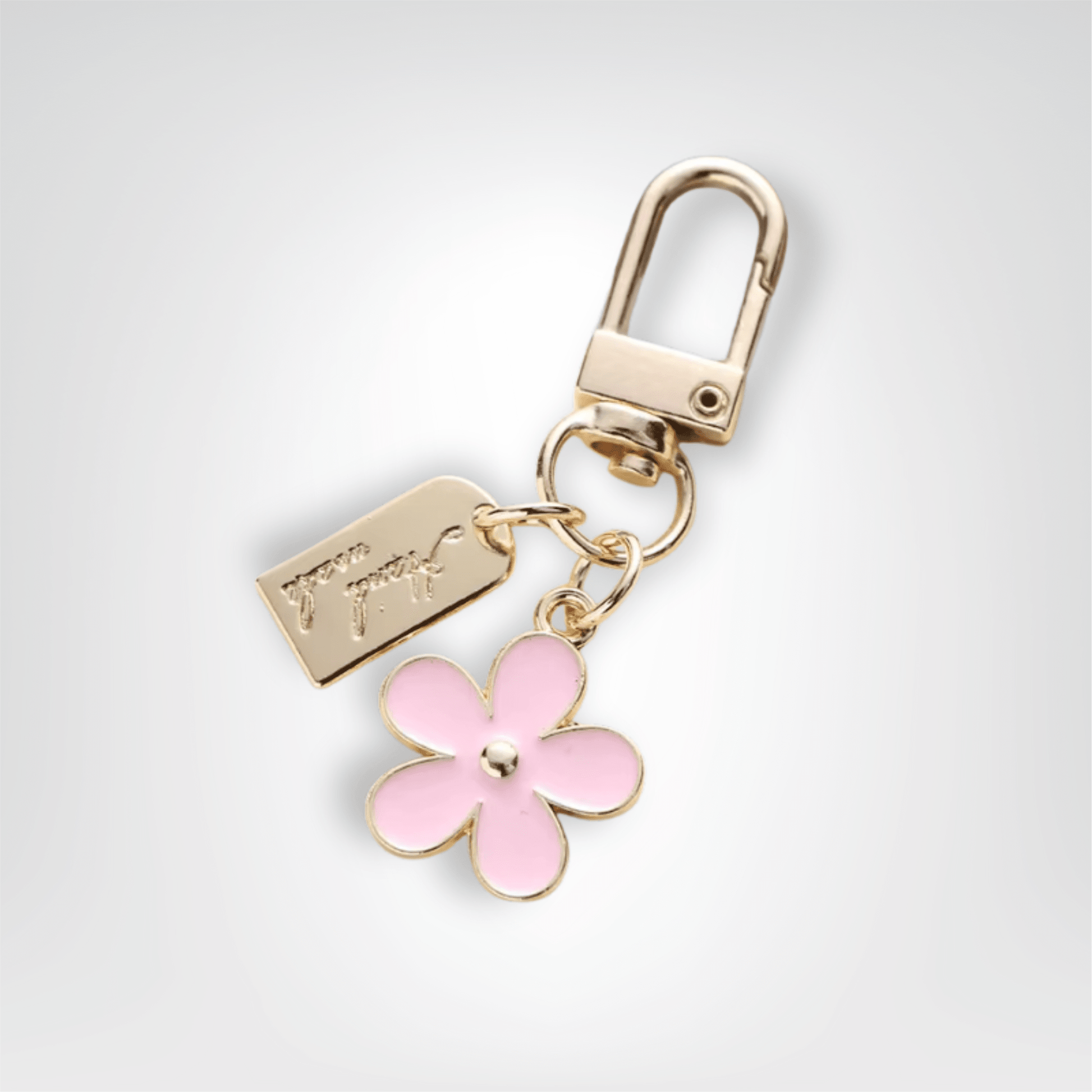 Porte - clés Bijou <br> La Fleur rose dorée - Rose et dorée