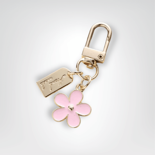 Porte - clés Bijou <br> La Fleur rose dorée - Rose et dorée