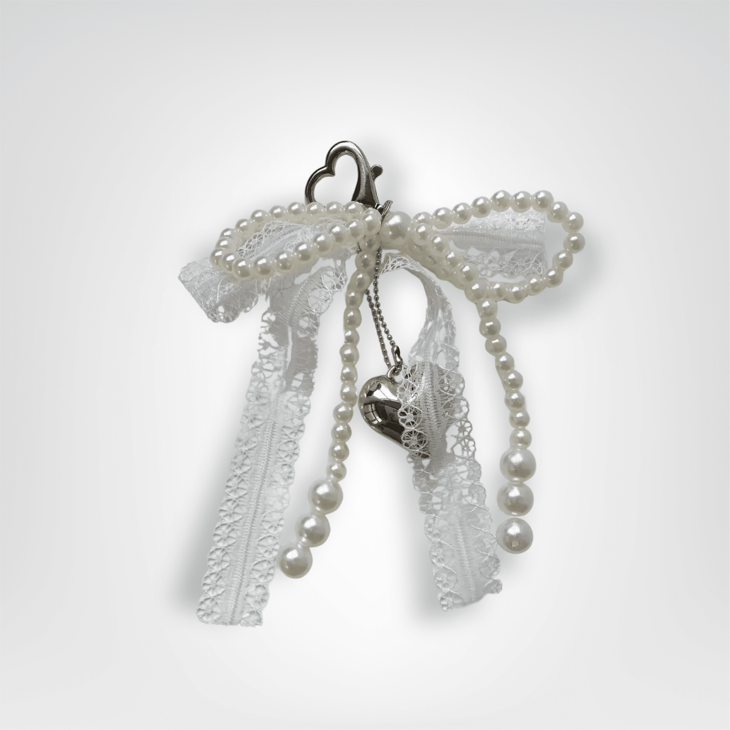 Porte - clés Bijou <br> Le Cœur Dentelle Argentée - Argenté