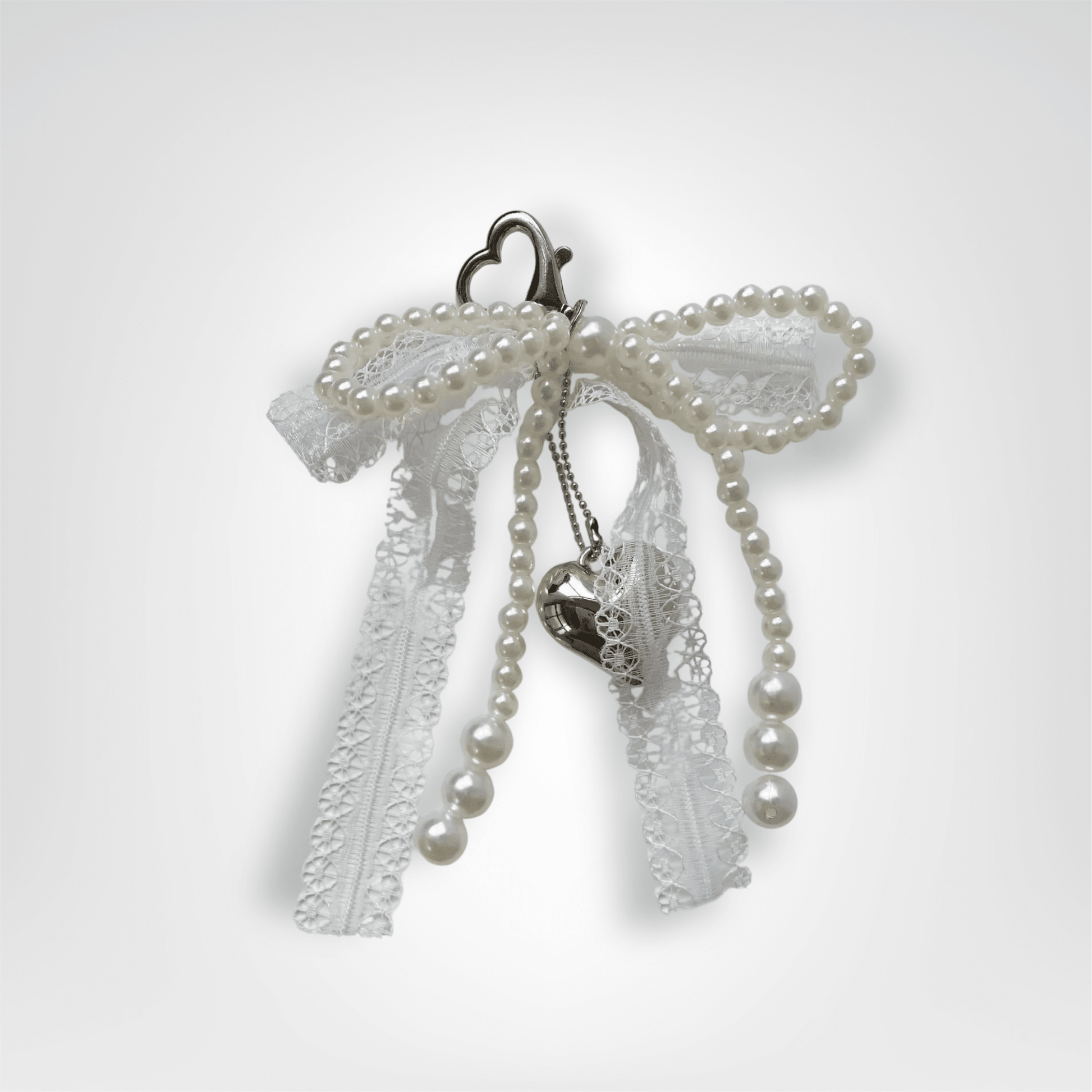 Porte - clés Bijou <br> Le Cœur Dentelle Argentée - Argenté