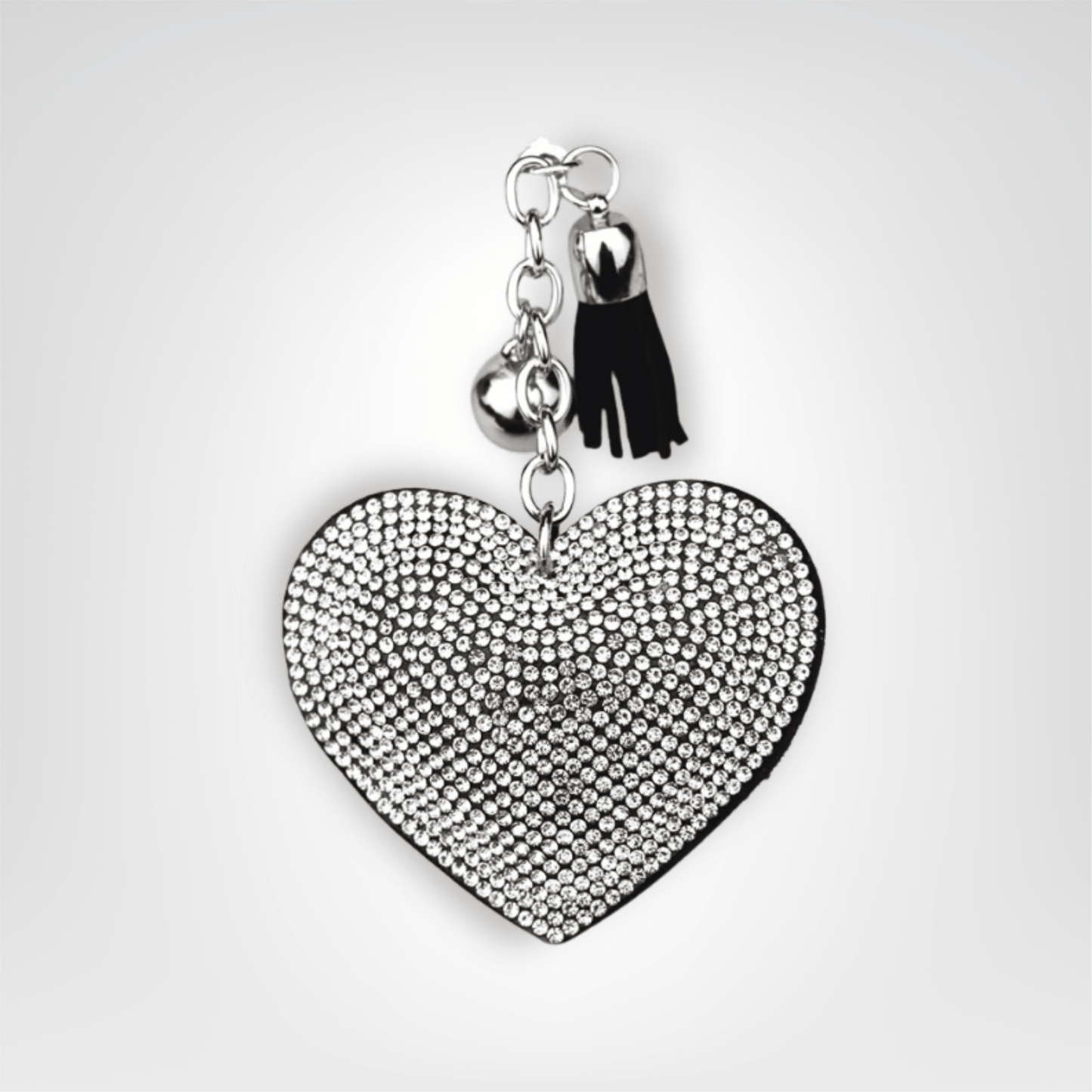 Porte - clés Bijou <br> Le Cœur noir scintillant - Noir et argent