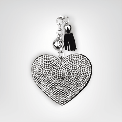 Porte - clés Bijou <br> Le Cœur noir scintillant - Noir et argent